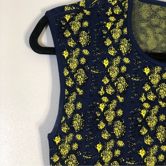 BCBGMAXAZRIA "Jose" Python Jacquard Bodycon Sheath Dress Blue Sleeveless - Picture 6 of 14